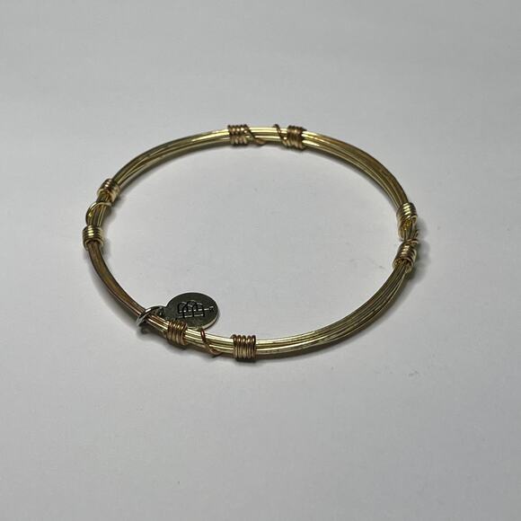 BOURBON & BOWETIES gold tone bracelet bangle COLOR signed jewelry wire wrapped - Picture 7 of 10